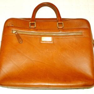 Leather Briefcase/Laptop Carrier w/ Gold Detailing